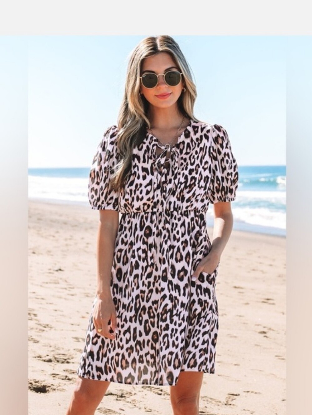 Joie Leopard Print Mini Dress Size L  With Pockets